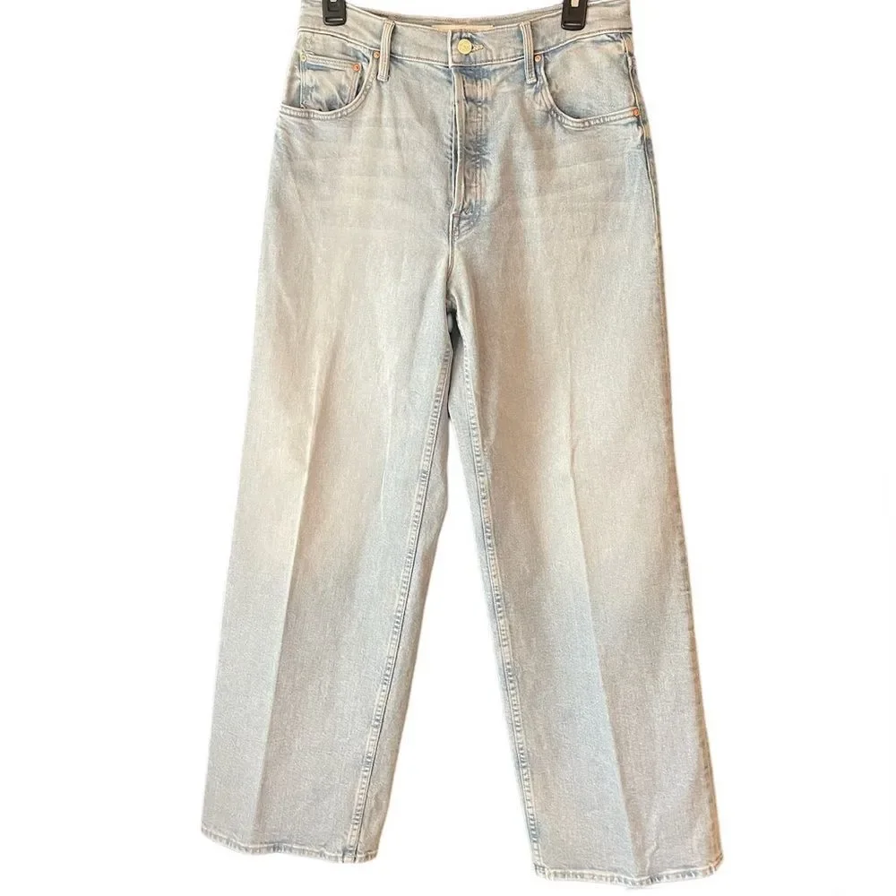 MOTHER Superior The Spinner Skimp Wide Leg Jeans High Rise Light Wash Denim 28